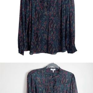 New Reiss Gloria Snake Print Blouse 10 Colorful Henley Top